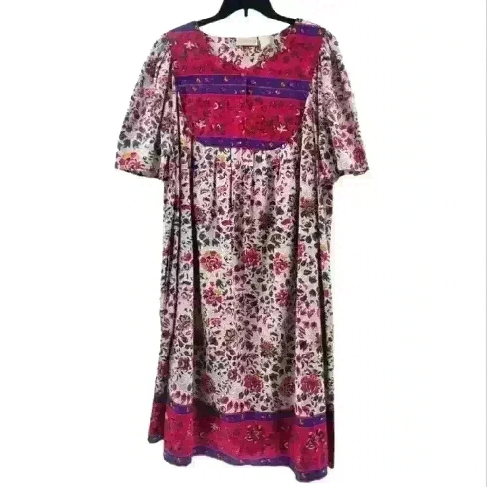 VTG Alexandra Scott Floral Print Cotton Mumu Dress‎ Size Medium.
